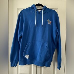 GOAT USA Blue Hoodie Men’s Large Patriotic Goat Logo Pullover Sweatshirt